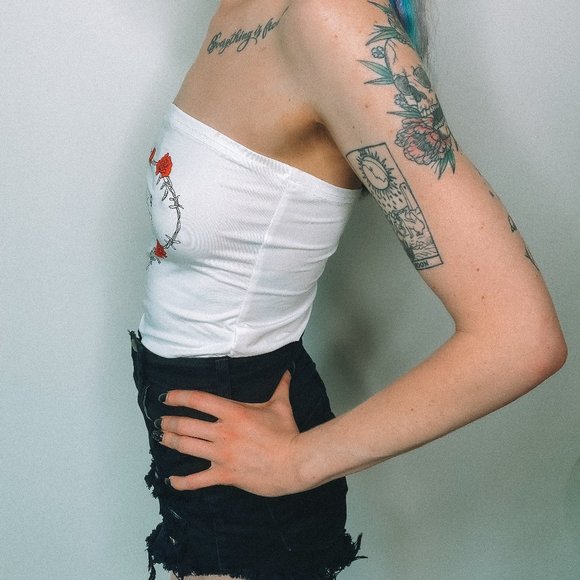 Flowers Grow Back...White Tube Top - Picture 3 of 6